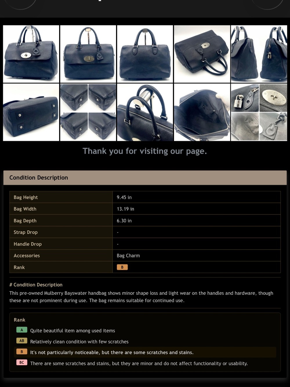 Mulberry Navy Blue Leather Bayswater-Style Top-Handle Bag - Picture 13 of 13